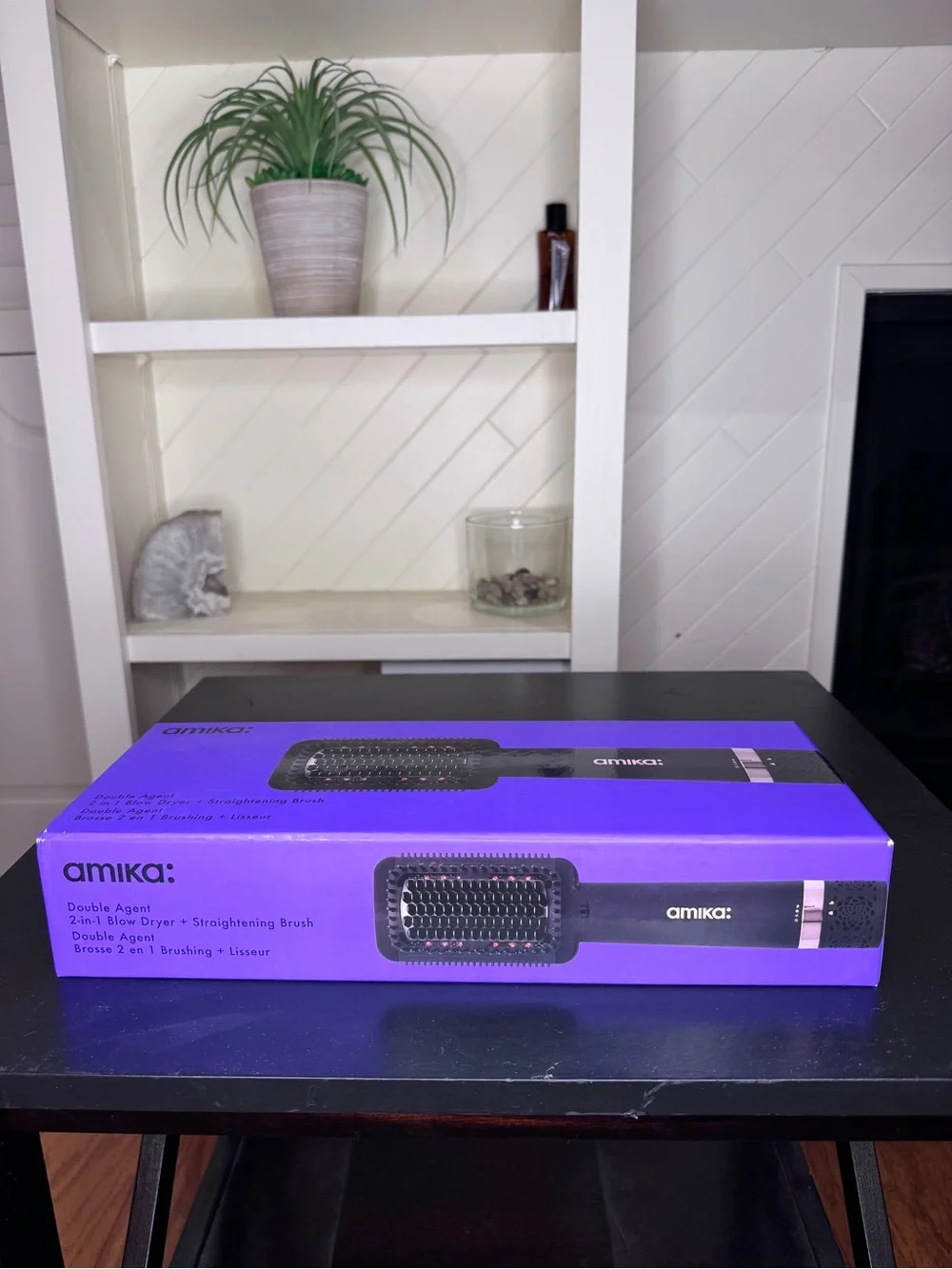 amika 2-in-1 Blow Dryer & Straightening Brush - Purple and Black - Picture 2 of 4